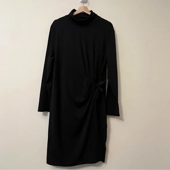 H Halston XXL Turtleneck Faux Wrap Jet Set Jersey Dress - Picture 3 of 8
